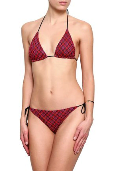 Shop Missoni Mare Woman Mare Metallic Crochet-knit Triangle Bikini Magenta