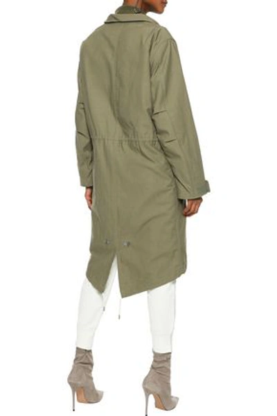 Shop Rag & Bone Penelope Faux Shearling-trimmed Cotton-canvas Hooded Parka In Leaf Green