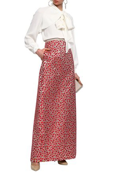 Shop Oscar De La Renta Woman Brocade Maxi Skirt Multicolor