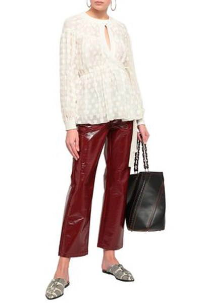 Shop Proenza Schouler Gathered Fil Coupé Silk And Cotton-blend Chiffon Blouse In Ecru