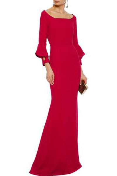 Shop Roland Mouret Woman Coleman Fluted Stretch-crepe Gown Red