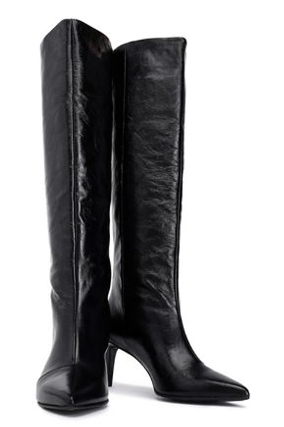 Shop Rag & Bone Beha Crinkled Glossed-leather Knee Boots In Black