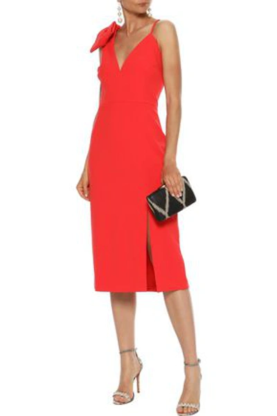 Shop Rebecca Vallance Claudette Bow-embellished Cady Dress In Papaya