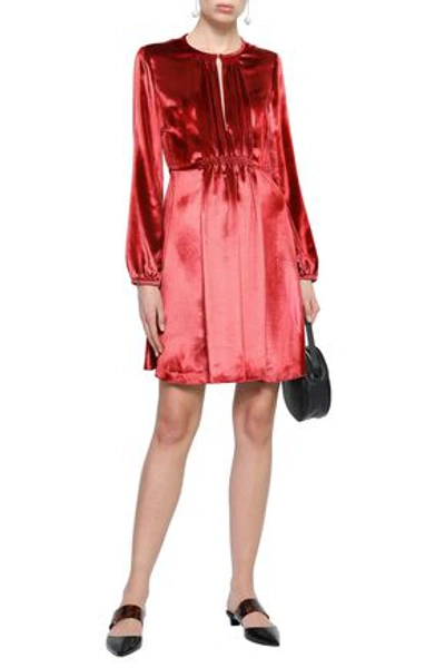 Red Valentino Redvalentino Woman Shirred Velvet Mini Dress Brick In Brick