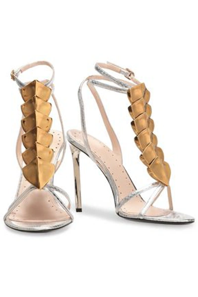 Shop Roberto Cavalli Woman Embellished Ayers Sandals Silver