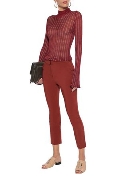 Shop Rosetta Getty Cropped Twill Slim-leg Pants In Brick