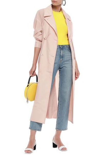 Shop Tibi Woman Crinkled-shell Trench Coat Pastel Pink
