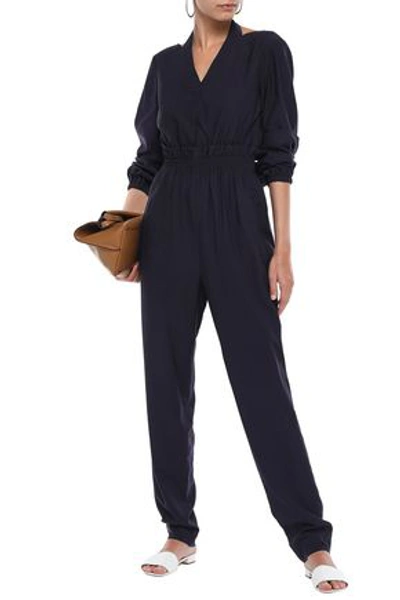 Shop Tibi Gathered Twill Jumpsuit In Navy
