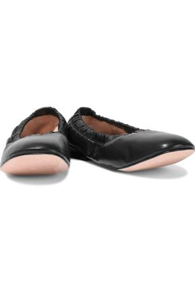 Shop Stuart Weitzman Leather Ballet Flats In Black