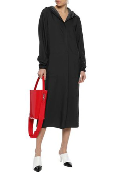 Shop Tibi Woman Twill Hooded Midi Dress Black