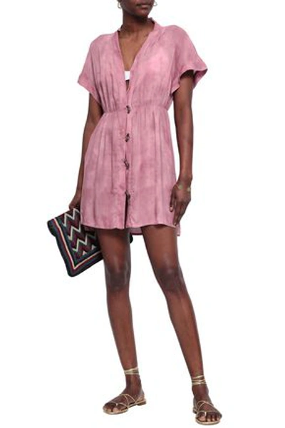 Shop Vix Paula Hermanny Tie-dyed Woven Coverup In Antique Rose