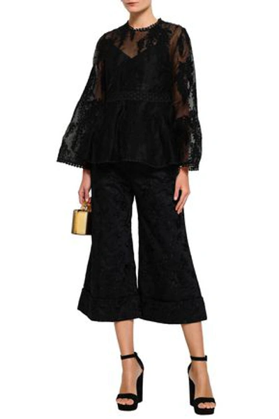 Shop Zimmermann Cotton-jacquard Culottes In Black