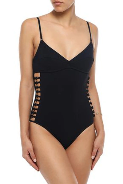 Shop Zimmermann Melody Bullet Button-detailed Cutout Swimsuit In Black