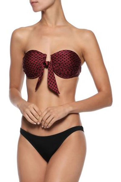 Shop Zimmermann Knotted Bandeau Bikini Top In Claret