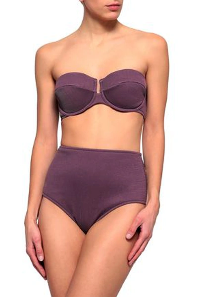 Shop Zimmermann Ribbed Bandeau Bikini Top In Dark Purple