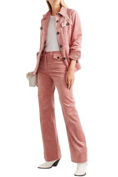 Shop Alexa Chung Cotton-blend Corduroy Bootcut Pants In Antique Rose