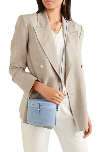 Shop Hunting Season Leather-trimmed Suede Shoulder Bag In Light Blue