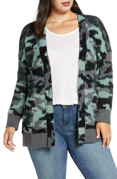 Shop Vince Camuto Camo Button-up Cardigan In Med Heather Grey