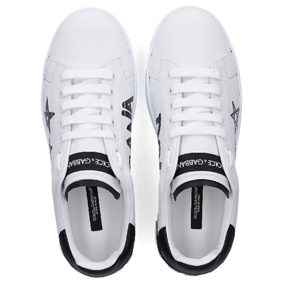 Shop Dolce & Gabbana Low-top Sneakers Portofino  Nappa Leather Logo Print Black White