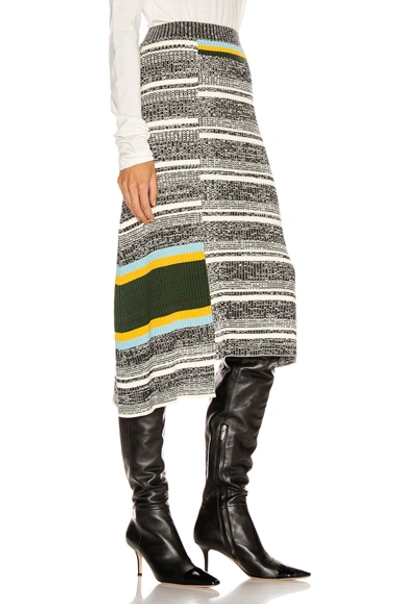 Shop Victoria Beckham Asymmetric Flared Skirt In Black & White Multi