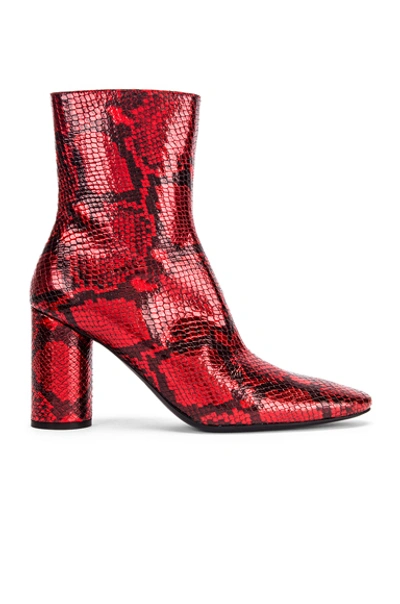 Shop Balenciaga Oval Snake Booties In Red