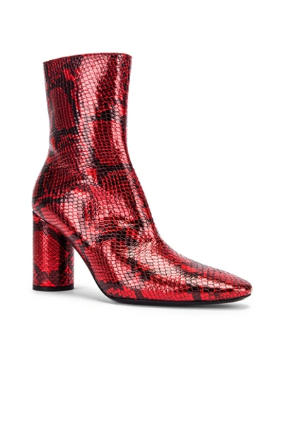 Shop Balenciaga Oval Snake Booties In Red