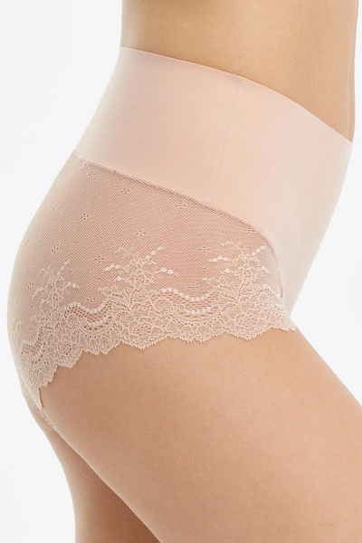 Shop Spanx Undie-tectable Lace Hipster Panties In Vintage Rose