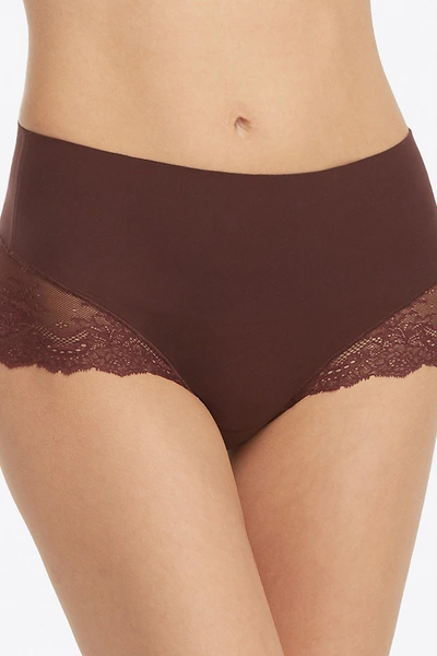 Shop Spanx Undie-tectable Lace Hipster Panties In Garnet