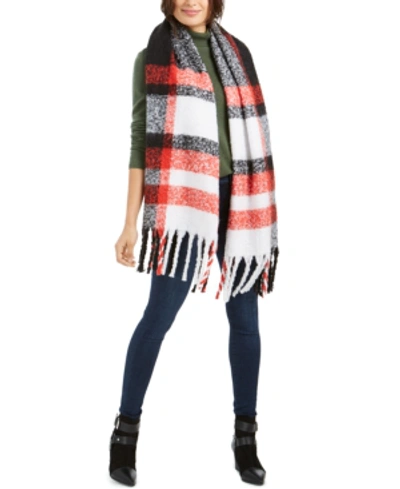 Shop Calvin Klein Chunky Plaid Blanket Scarf In Black