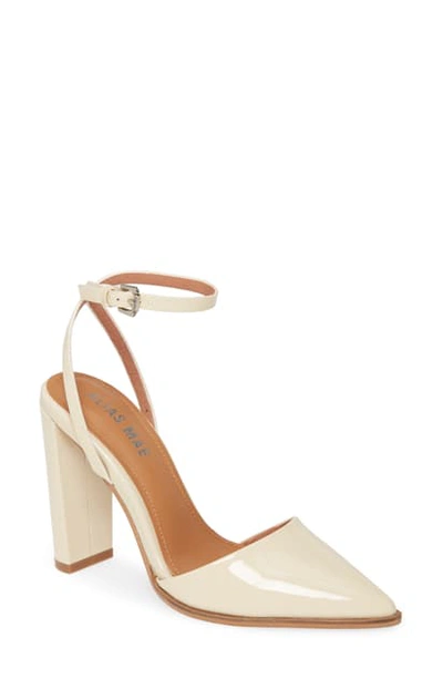 Shop Alias Mae Layton Ankle Strap Pump In Beige Patent Leather