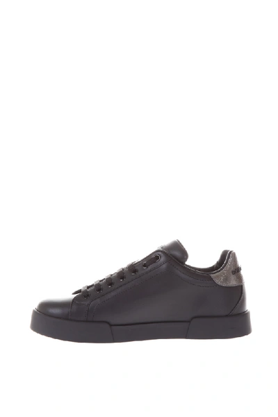 Shop Dolce & Gabbana Logo Patch Leather Sneakers In Grey