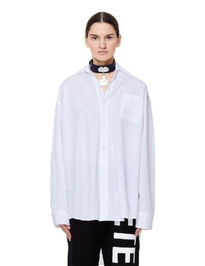 Shop Vetements Black Leather Choker With Crystals