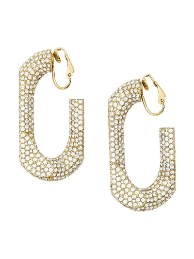Shop Burberry Gold Women's Gold Crystal Chain Link Hoop Earrings