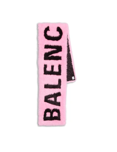 Shop Balenciaga Pink Giant Faux Fur Scarf