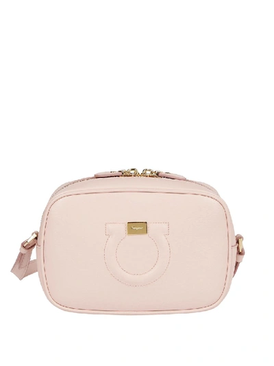 Shop Ferragamo Gancini Bonbon Calfskin Small Camera Bag In Neutrals