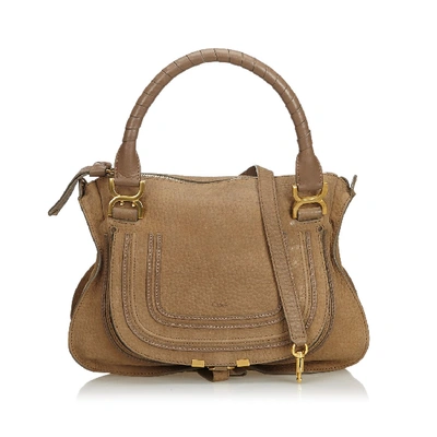 Shop Chloé Leather Marcie Satchel In Brown