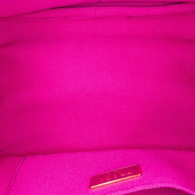 Pre-owned Prada Canapa Jacquard Satchel In Pink