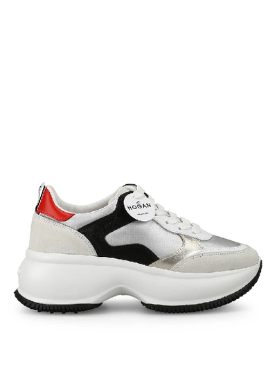 Shop Hogan Maxi I Active Silver And Red Sneakers In White