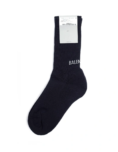 Shop Balenciaga Black Cotton Logo Socks