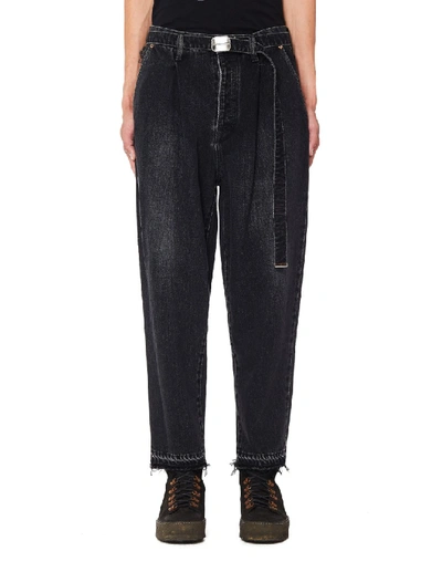 Shop Doublet Black Cotton & Cashmere Jeans