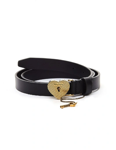 Shop Balenciaga Heart Buckle Leather Belt In Black