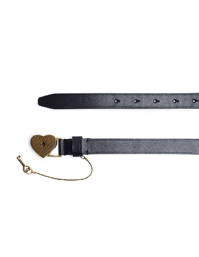 Shop Balenciaga Heart Buckle Leather Belt In Black
