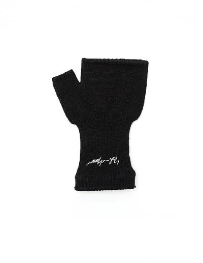 Shop Yohji Yamamoto Black Logo Printed Glove