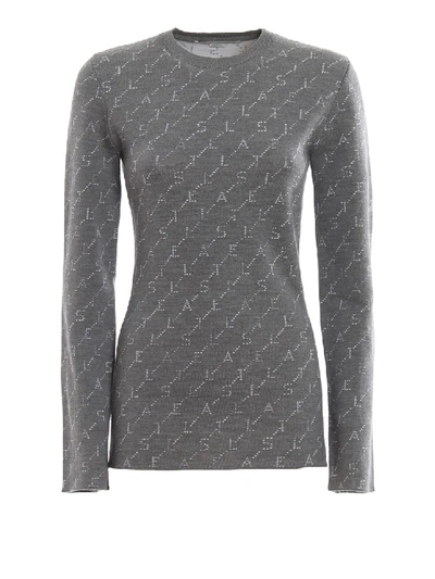 Shop Stella Mccartney Wool Monogram Jacquard Sweater In Grey
