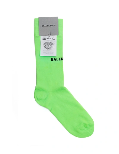 Shop Balenciaga Acid Green Logo Socks