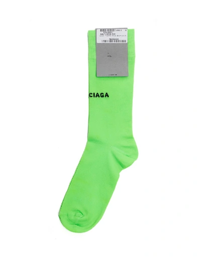 Shop Balenciaga Acid Green Logo Socks