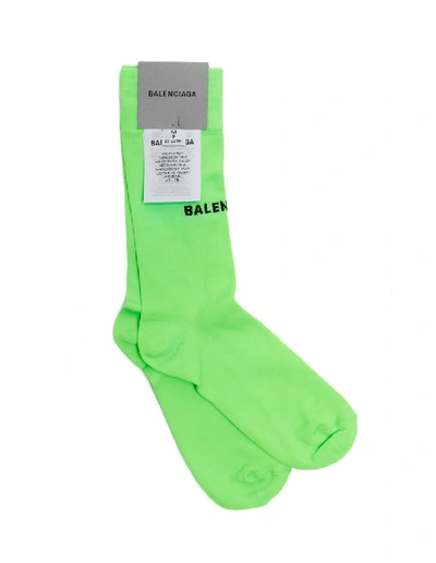 Shop Balenciaga Acid Green Logo Socks