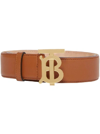 Shop Burberry Brown Women's Monogram Motif Leather Belt
