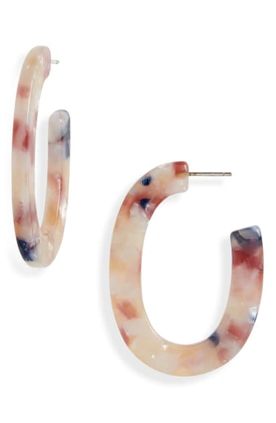 Shop Madewell Oval Acetate Hoop Earrings In Shell/ Pink Multi