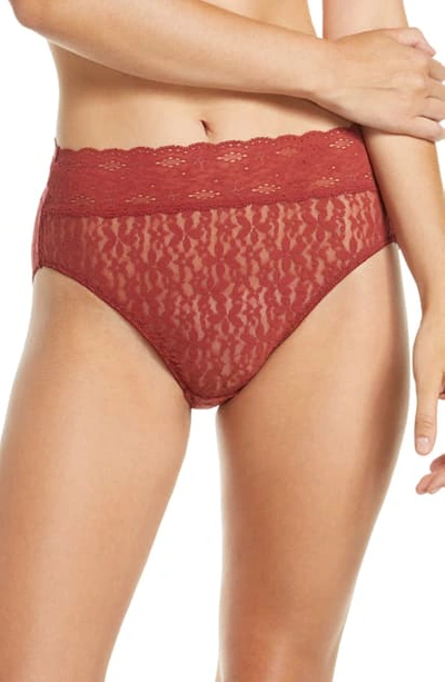 Shop Wacoal Halo Lace High Cut Briefs In Red Pear